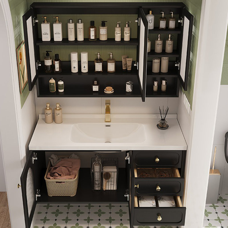 Armoire de salle de bain luxueuse de style français, Noir
