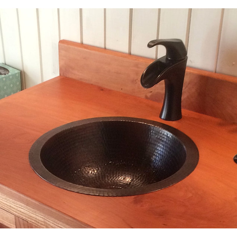 Lavabo de salle de bain en cuivre rustique 15 po avec drain escamotable inclus