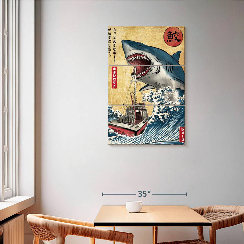 Brampt Hunting The Shark In Japan, 57" H x 36" W