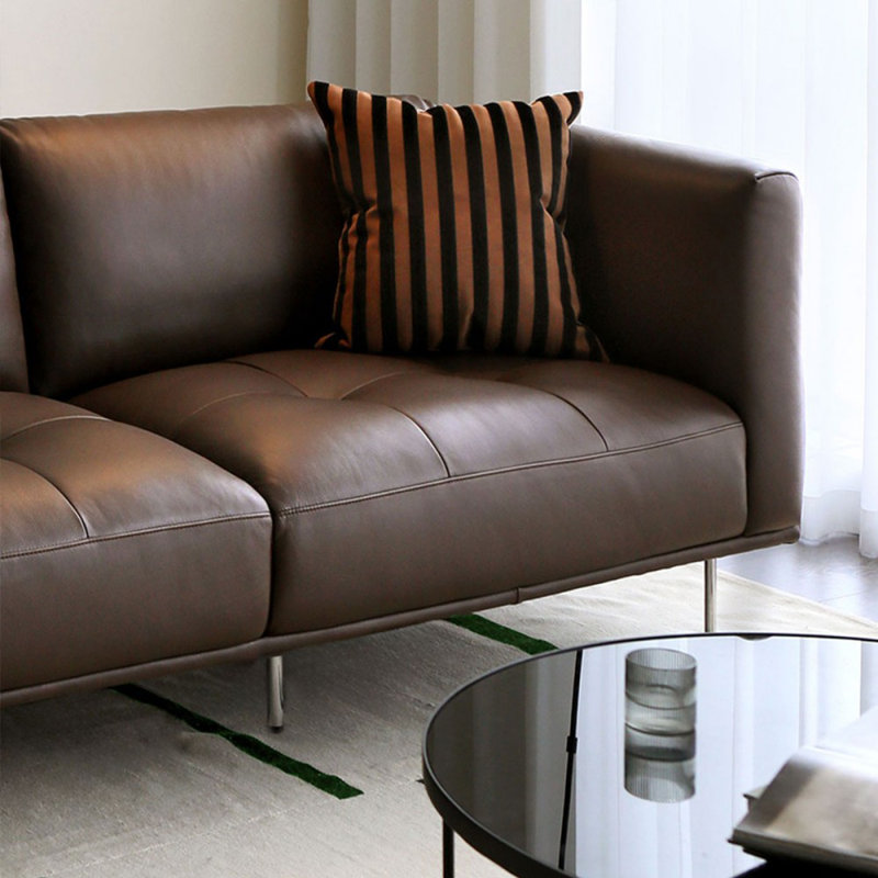 Coussin de canapé standard en cuir véritable, Café, H 30,31 po x l 70,87 po x P 35,83 po