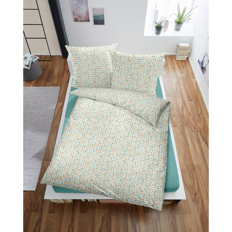 Pink Seersucker Duvet Cover Set, 155 x 220cm, Green 