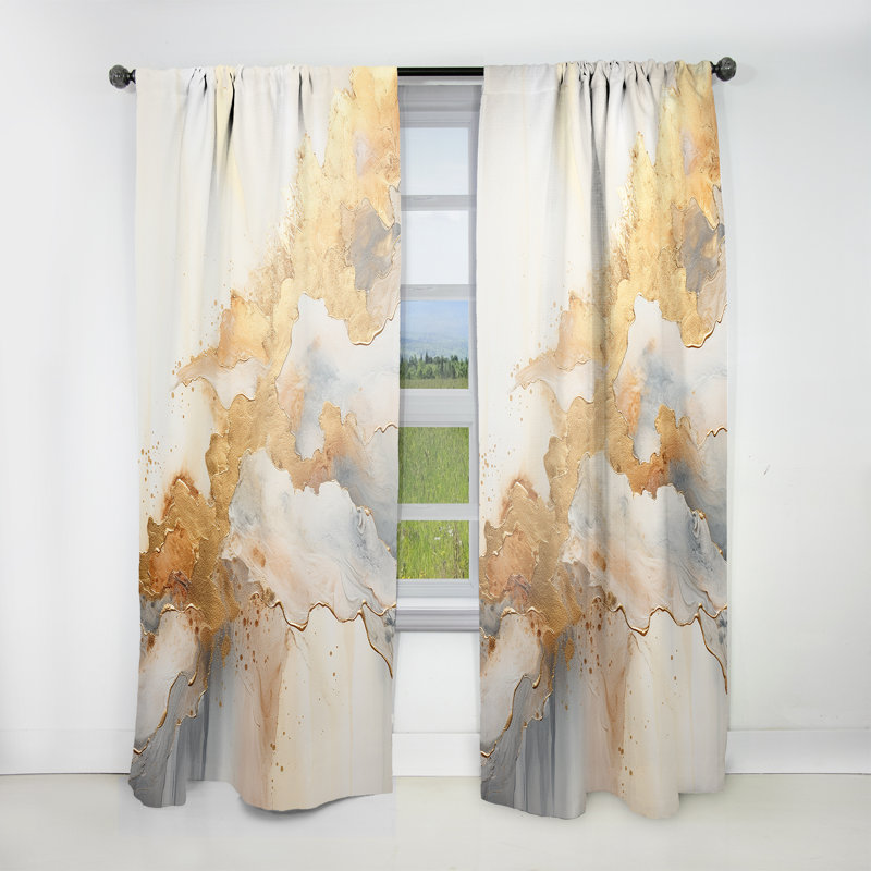 Tunxis - Minimalisme gracieux - art discret beige et doré - rideau en velours moderne - obscurcissant - 1 panneau