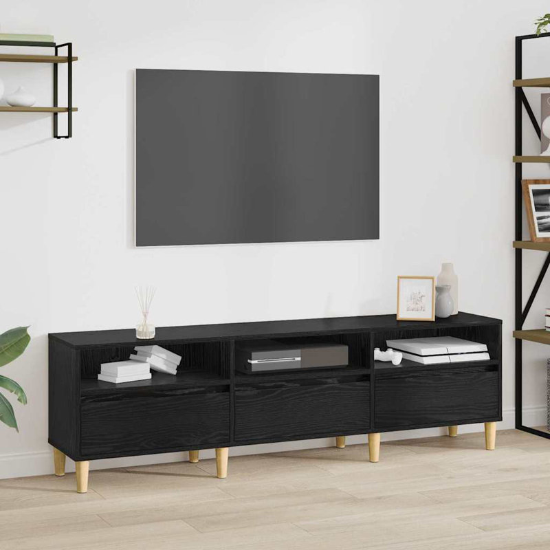 TV Cabinet 150 X 30 X 44.5 Cm Engineered Wood, Black Oak