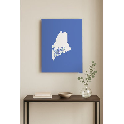 Home Sweet Portland — Maine State Silhouette — Portrait Metal Wall Art
