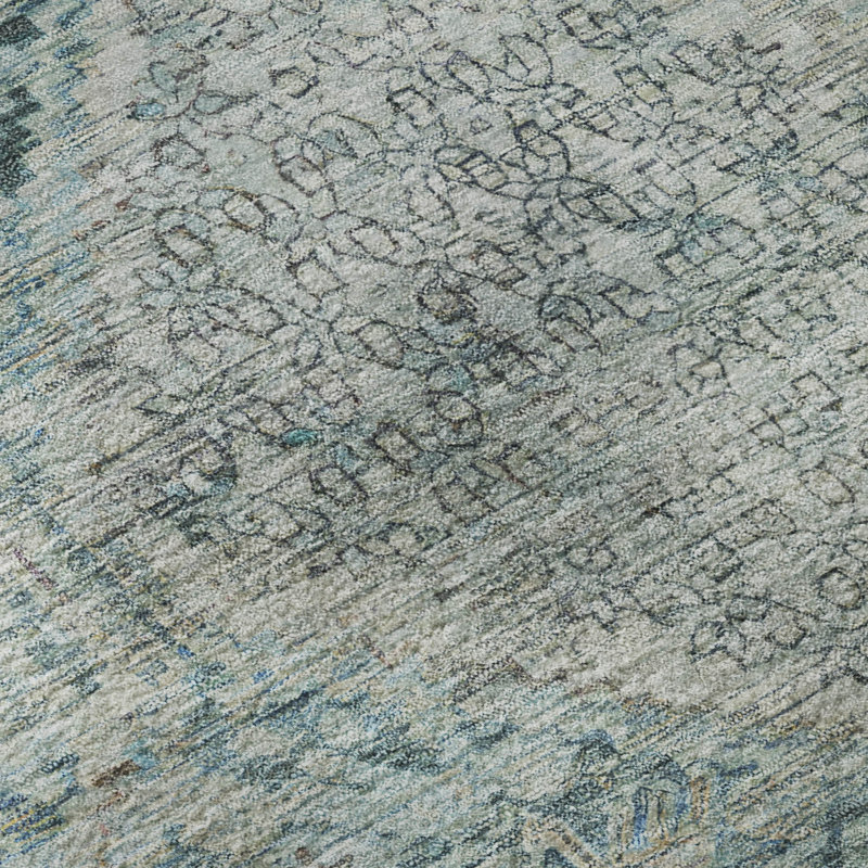Premium Machine Washable Bucz AMF1745 Geometric Rug, Round 8'