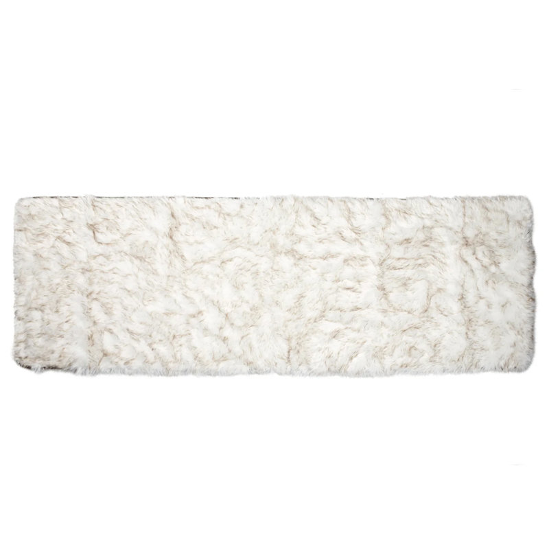 Faux Fur Bed Runner, White / Brown, 30" W x 109" L