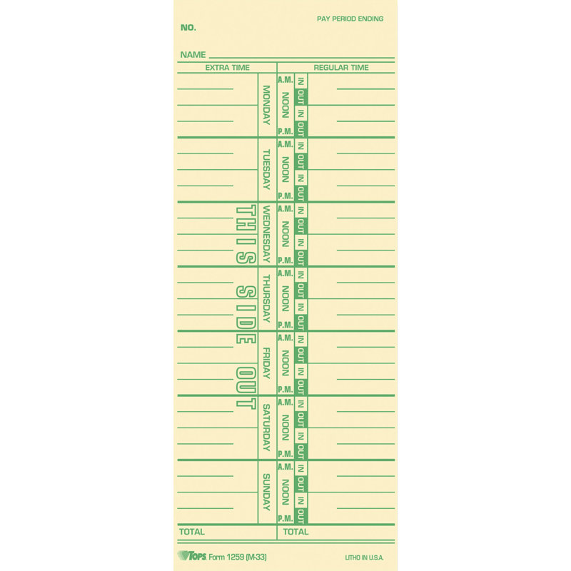 Named Days Time Cards