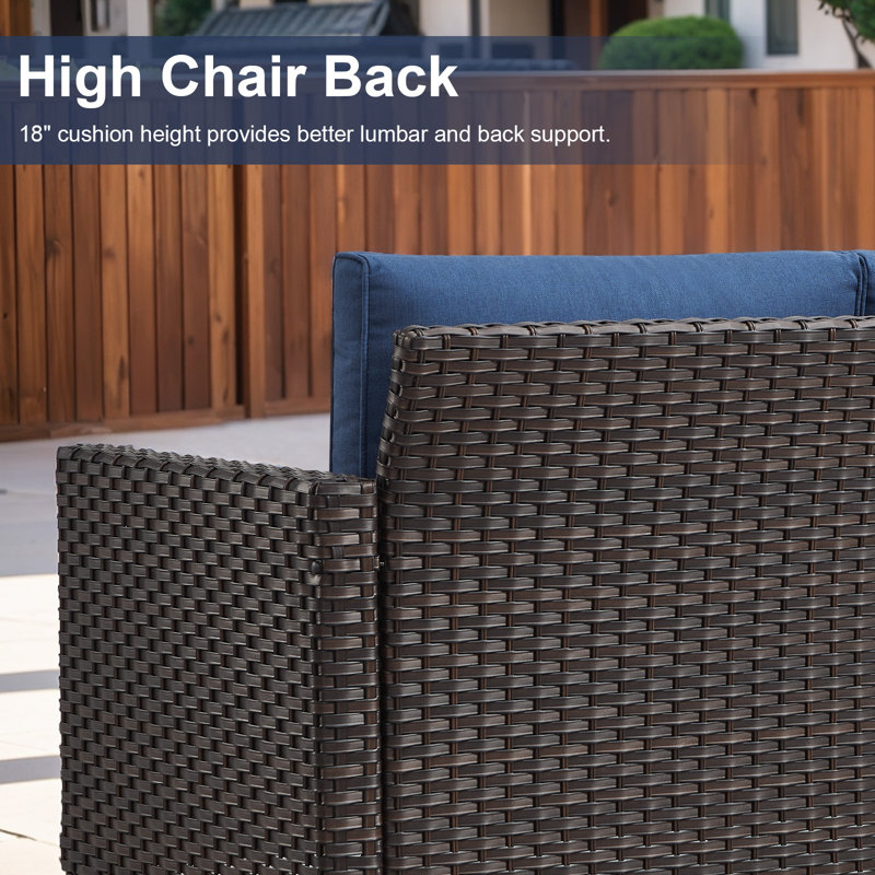 Nazime Swivel and Glider Patio Chair with Cushions, Brown, Blue