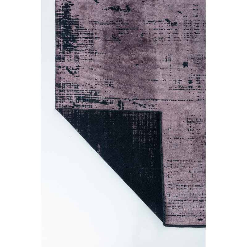 Lilac/Pink/Black Abstract Luxury Area Rug, Rectangle 7'10" x 11'2"