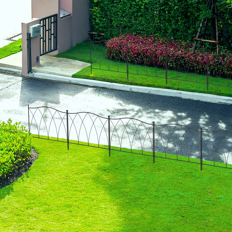 Alvisa Decoration Garden Fence, 5PCs Outdoor Picket Fence Panels, Black