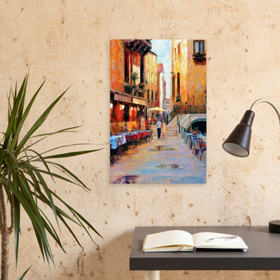 Street Cafe After Rain - Landscapes Cafe Europe Street Scenes Cityscapes Art