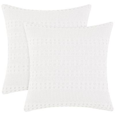 PHF Waffle Weave Pillow Covers , 2 Pack 100% Cotton Square Pillow Shell for Bedding Decor, No Insert