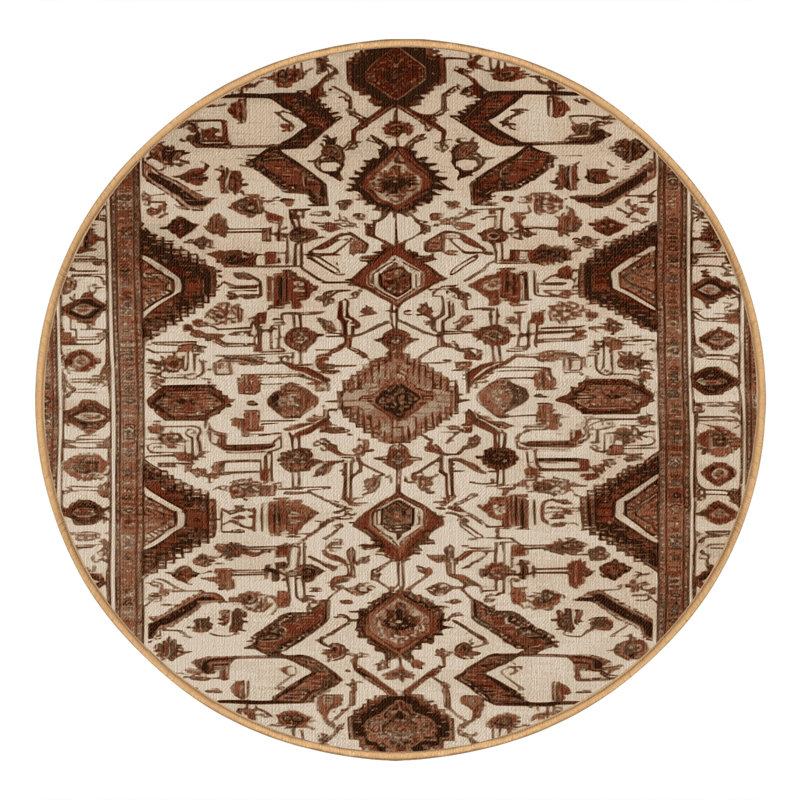 Tapis brun lavable à la machine, Rond 4 pi