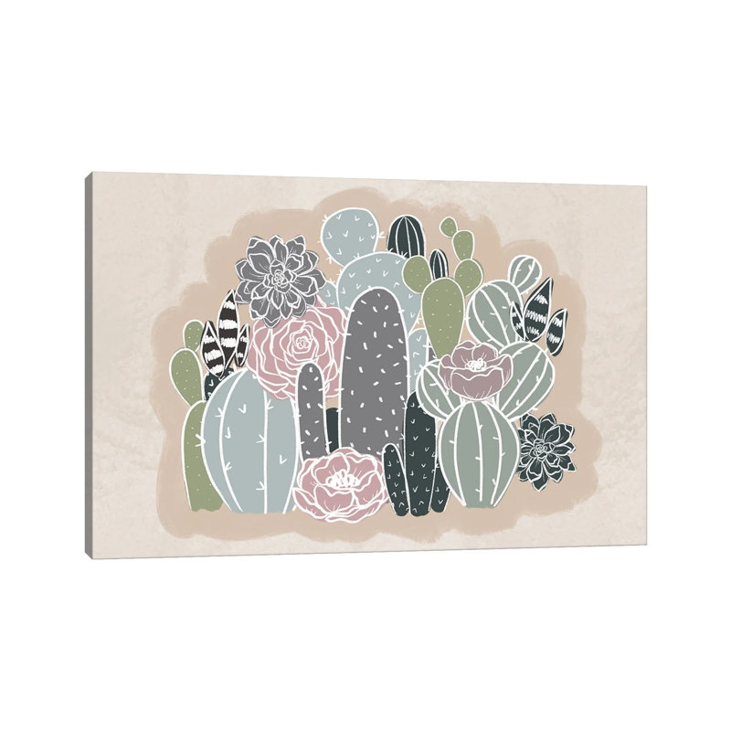 Floral Cactus Family 1 Piece Wrapped Canvas Wall Art, 30.48 cm H x 45.72 cm W