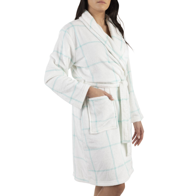 Peignoir en flanelle de qualité supérieure avec poches pour femmes - blanc de qualité supérieure, Très grand