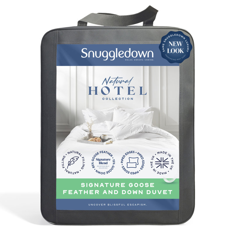Luxurious Hotel Snuggledown Signature Goose Feather & Down Duvet 10.5 Tog All Year Summer & Winter Cotton Cover, Double