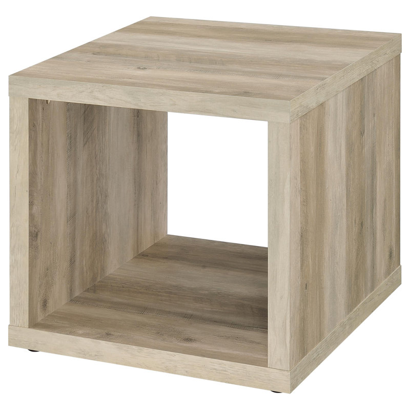 Square Engineered Wood Side End Table, Beige