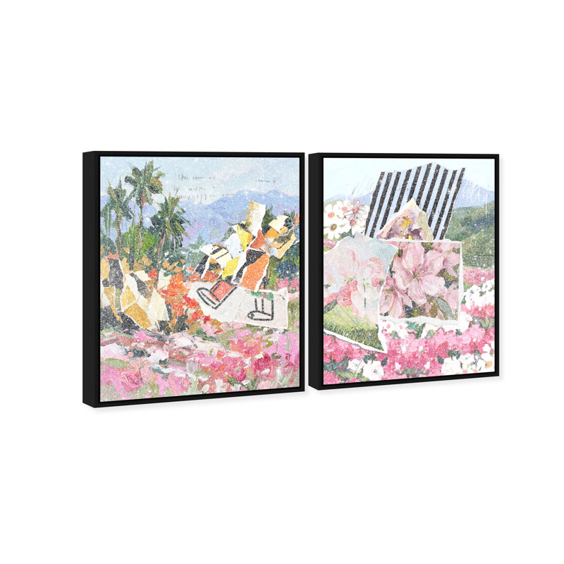 Tropic Bloom Set Landscape & Nature Canvas Print by Oliver Gal, Black Frame, 16 x 20, 31"H x 37"W, Black Floater Frame