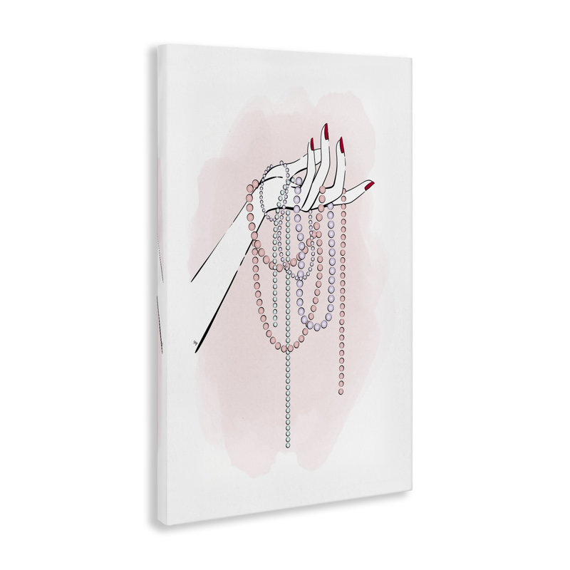 «Tenant des bijoux perlés sur toile» par Martina Pavlova, H 36 po x l 24 po