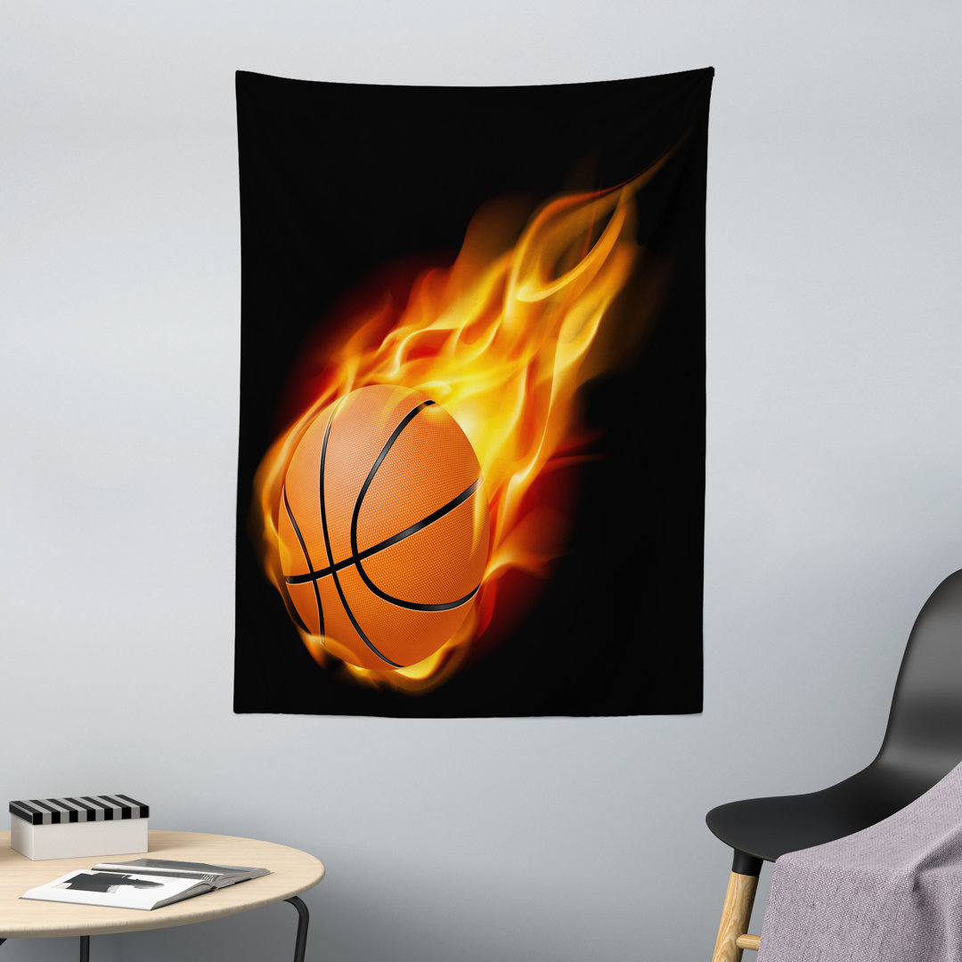 Wandteppich, Basketball Shoot Art, Orange Schwarz