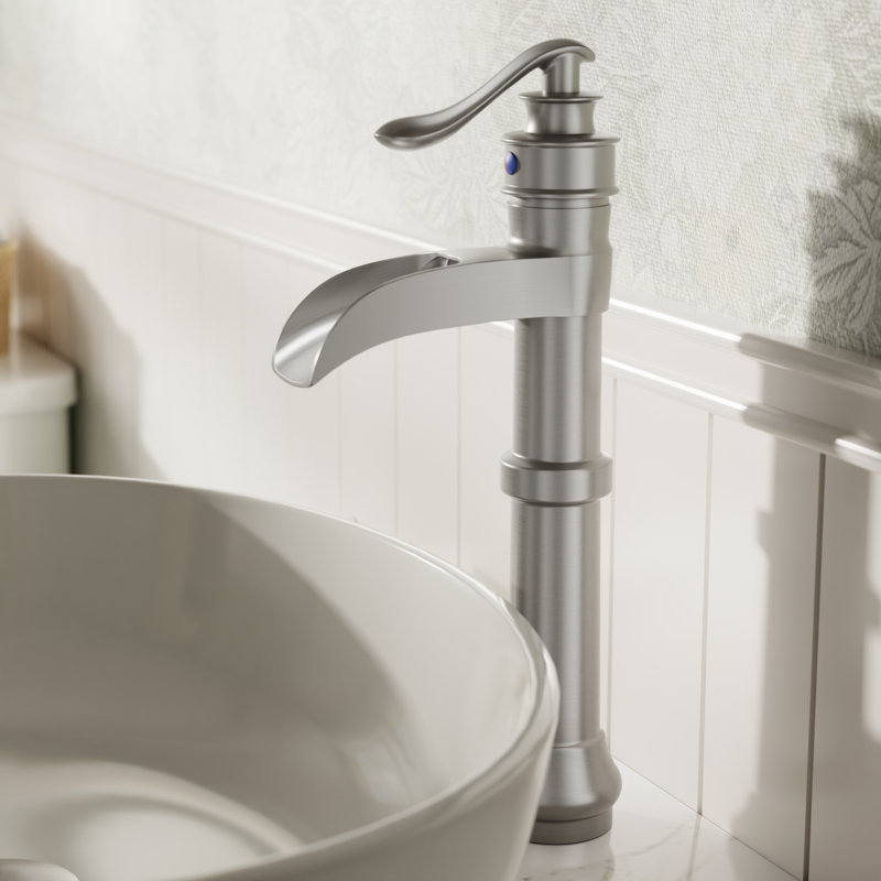 Single-handle Bathroom Faucet with Drain Assembly, Brushed Nickel