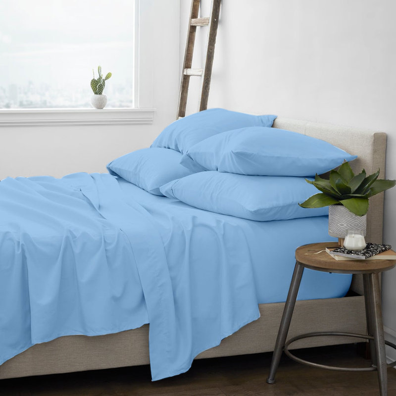 Ensemble de draps en micro-fibre, Très grand, Bleu ciel