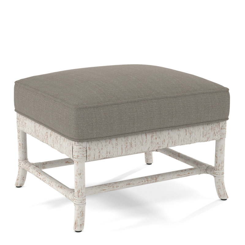 Lafayette Ottoman, Blue/Teal Animal Print; 0438-63, Antique Frost White