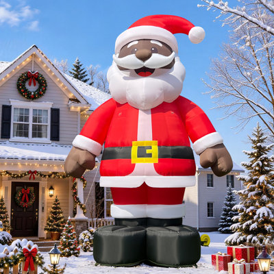Père Noël géant noir de 6 mètres avec souffleur, Père Noël gonflable pour décorations de Noël, fêtes et événements