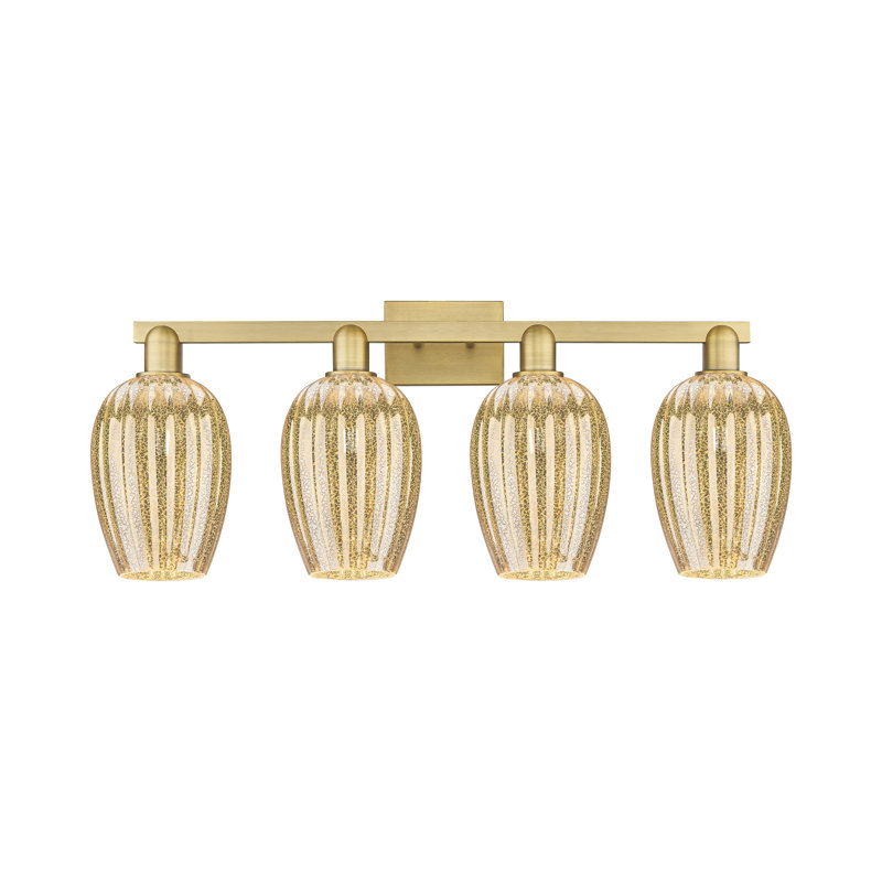 Eldon - Éclairage pour meuble-lavabo de salle de bain 4 lumières, Laiton brossé, Mercure, Quatre lumières