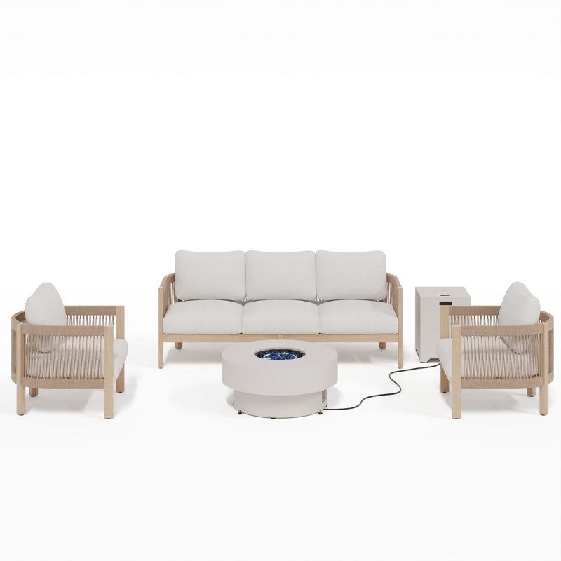Outdoor Seating Group With Fire Pit( Set Of 5), Round