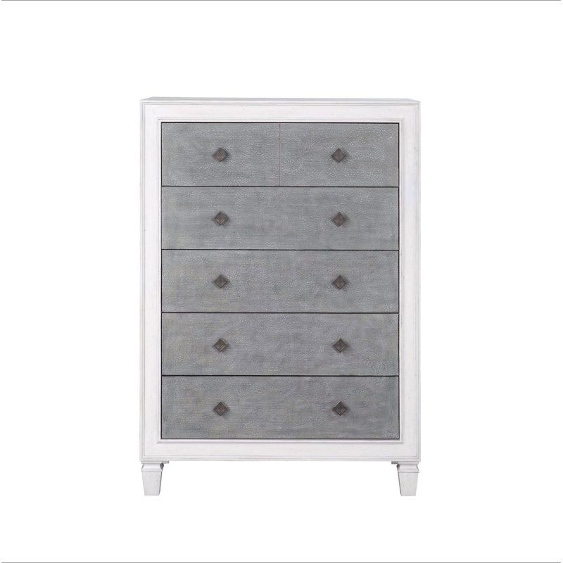 Commode Katia gris rustique et blanc vieilli