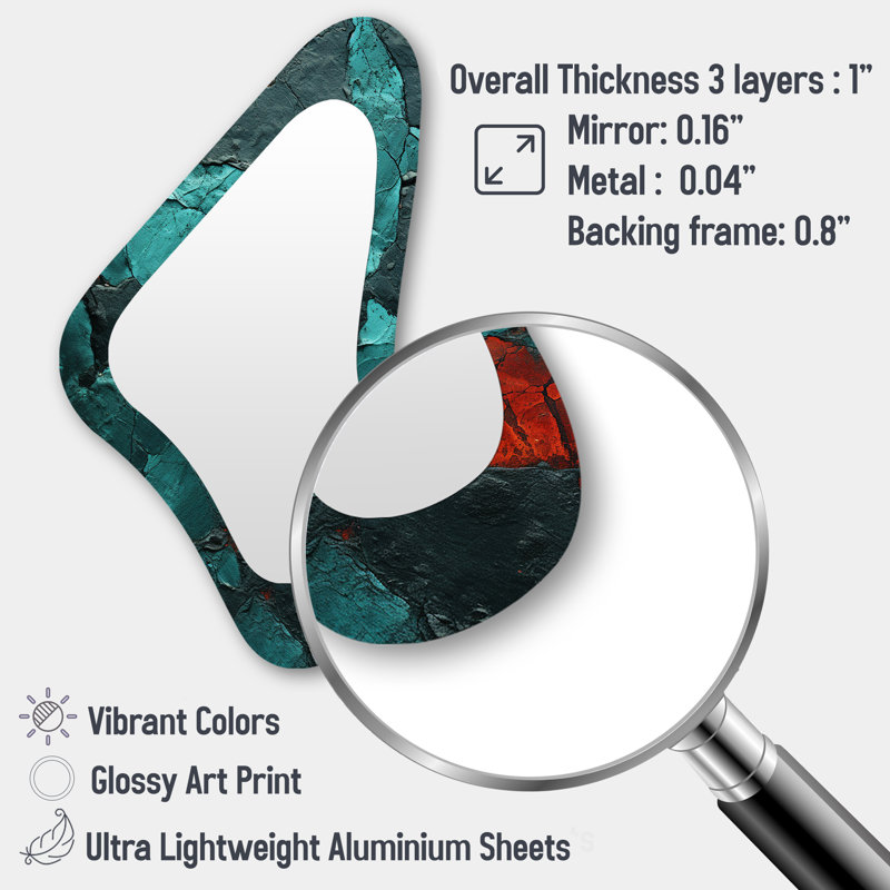 Passage Of Time In Vintage Teal - Irregular Abstract Transitional Modern Unique Wall Mirror