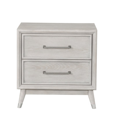 Roundhill Haak 2-drawer Bedroom Nightstand With Built-in Usb Port, Gray Oak Finish