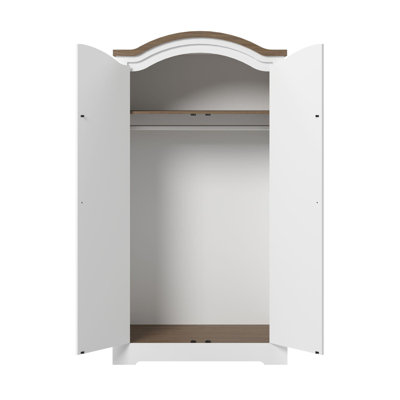 Cirillo White 2 Door Arched Wardrobe Waxed Mexican Styling Solid Pine Top