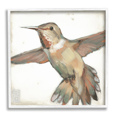 Colibri en sourdine encadré sur bois par Stacy Daguiar, peinture