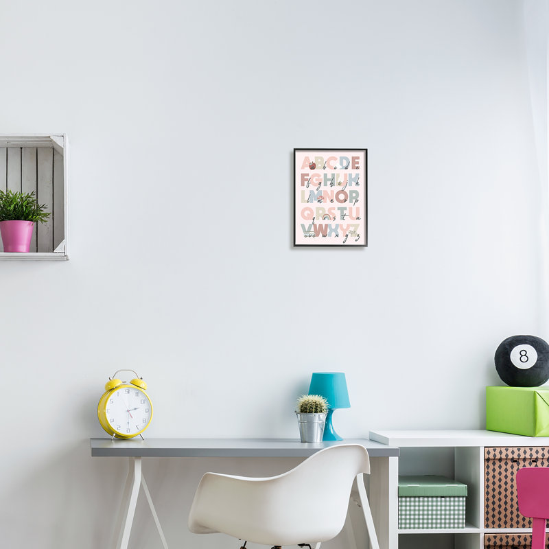Pink Pastel Alphabet Chart Framed Canvas Print for Nursery