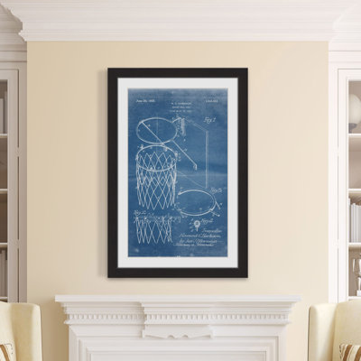 «Basketball Hoop 1925 Blueprint», reproduction encadrée
