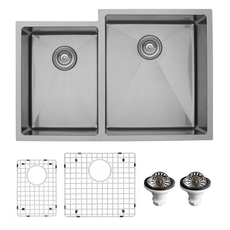 Karran 33'' Stainless Steel Double Bowl Undermount Kitchen Sink