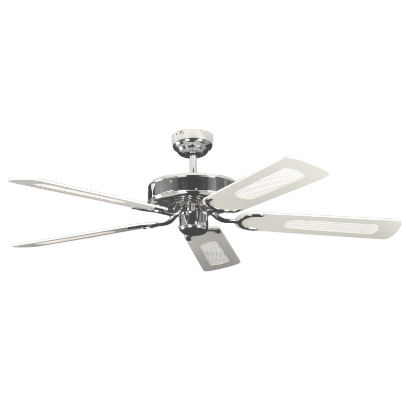 Shayla 132cm Ceiling Fan, Brushed Steel, Mahogany