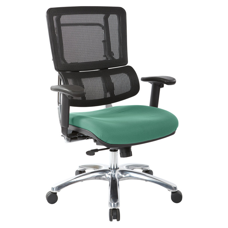 Pro-Line II Polyester Blend Task Chair, Polished Aluminum, Jade/Black