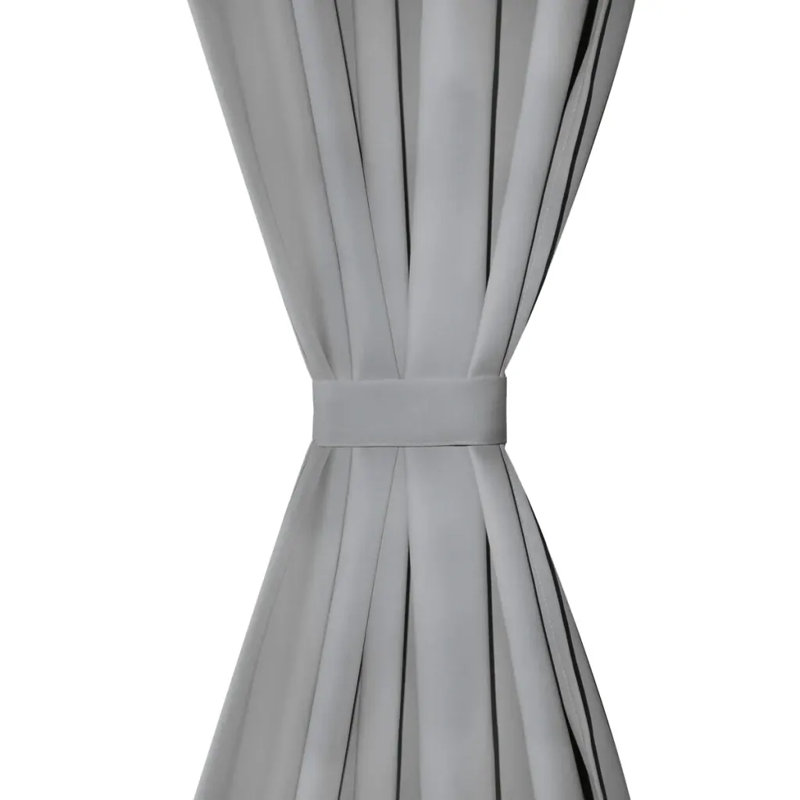 Bachar Semi Sheer Curtain Pair, Grey, 140cm Width x 175cm Drop
