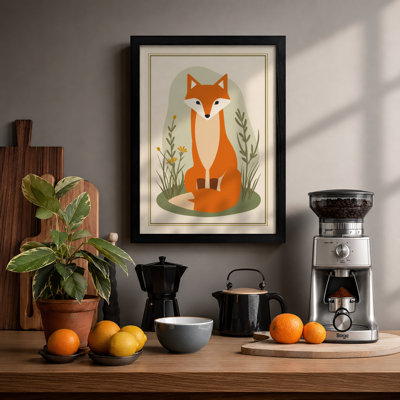 Fox and Botanicals Modern - Framed Print