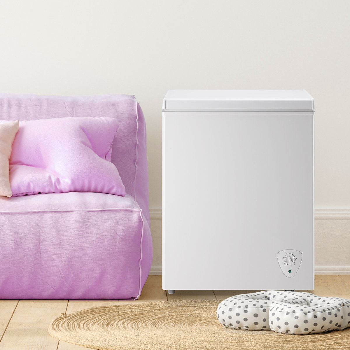 WANAI Chest Freezer, 4.2 Cubic Feet Small Deep Freezers Top Door with 2 Removable Baskets & Wheels, 7 Temperature Control Energy Saving, Compact Freez | Fridge.com