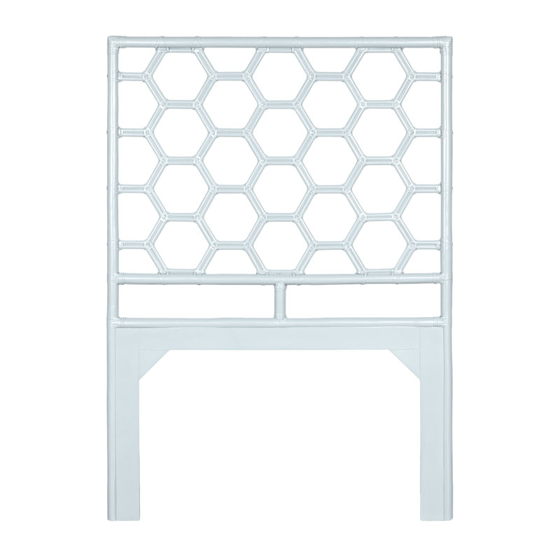Honeycomb Wicker/Rattan Open-Frame Headboard, Light Blue, Twin