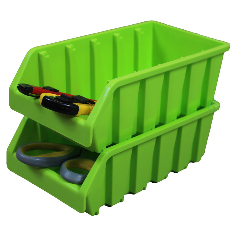 Set of 6 Green Collapsible Square Storage Bins