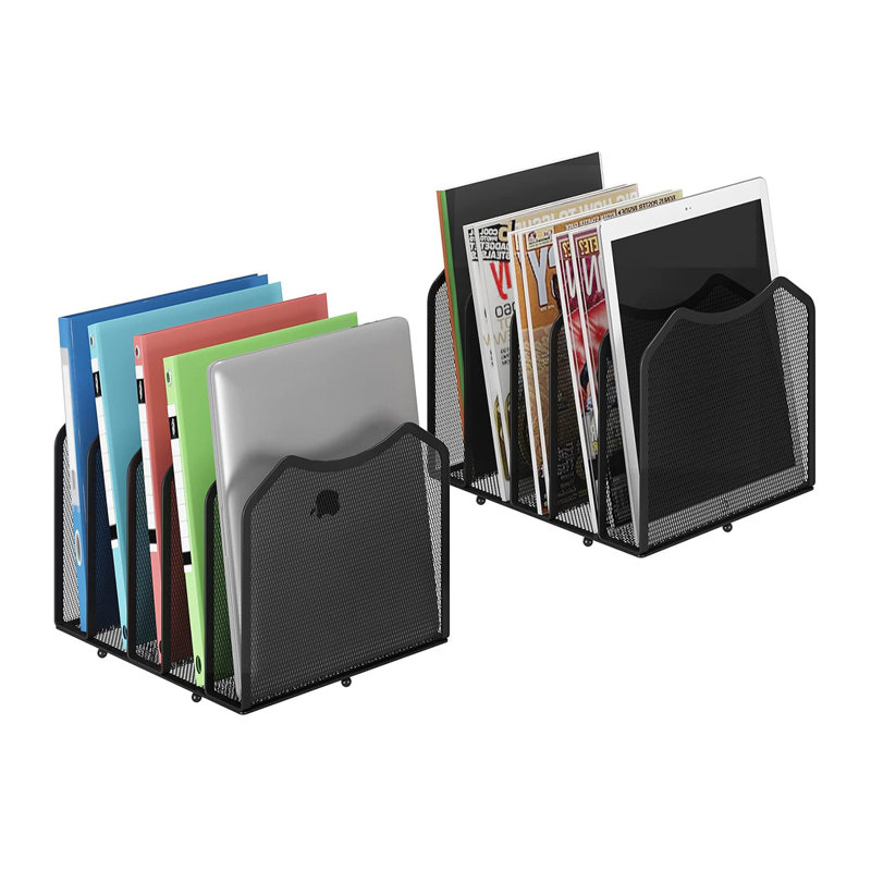 Black 2 Pack Mesh 5-Section Desktop File Sorters