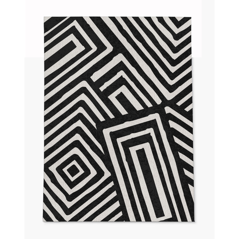 Tapis de chaise rectangulaire Bilo, H 48 po x l 72 po, Noir / Beige