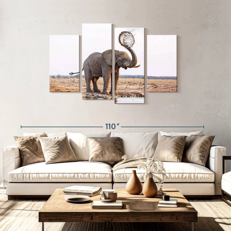 Elephant Mud Splash, 48" H x 75" W