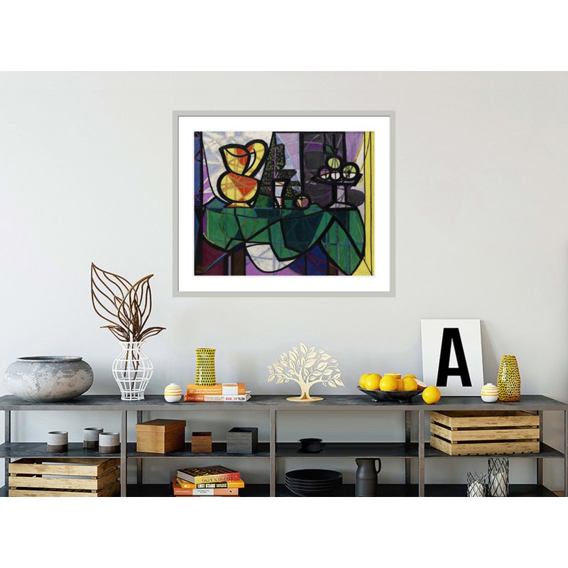 Pichet et bol de fruits par Pablo Picasso, impression giclée sur cadre, H 33,5 po x l 39,95 po