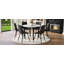 Ensemble table et chaises Ensemble de table de salle à manger moderne et minimaliste blanc de 42 pouces assorti de 6 chaises en polyuréthane artificiel noir avec coussins arrondis. Convient aux salles à manger, aux bureaux, etc.-130634249-130634251